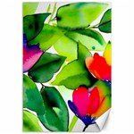 Watercolor Flowers Leaves Foliage Nature Floral Spring Canvas 12  x 18 