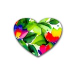 Watercolor Flowers Leaves Foliage Nature Floral Spring Rubber Coaster (Heart)