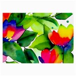 Watercolor Flowers Leaves Foliage Nature Floral Spring Large Glasses Cloth