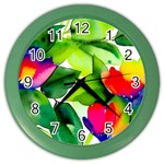 Watercolor Flowers Leaves Foliage Nature Floral Spring Color Wall Clock