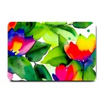 Watercolor Flowers Leaves Foliage Nature Floral Spring Small Doormat