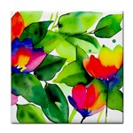 Watercolor Flowers Leaves Foliage Nature Floral Spring Face Towel