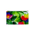 Watercolor Flowers Leaves Foliage Nature Floral Spring Cosmetic Bag (Small)