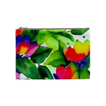 Watercolor Flowers Leaves Foliage Nature Floral Spring Cosmetic Bag (Medium)