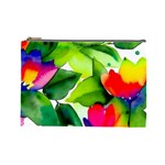 Watercolor Flowers Leaves Foliage Nature Floral Spring Cosmetic Bag (Large)