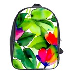 Watercolor Flowers Leaves Foliage Nature Floral Spring School Bag (Large)