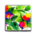 Watercolor Flowers Leaves Foliage Nature Floral Spring Memory Card Reader (Square 5 Slot)