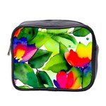 Watercolor Flowers Leaves Foliage Nature Floral Spring Mini Toiletries Bag (Two Sides)