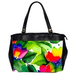 Watercolor Flowers Leaves Foliage Nature Floral Spring Oversize Office Handbag (2 Sides)