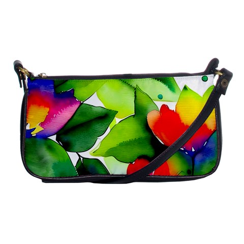 Watercolor Flowers Leaves Foliage Nature Floral Spring Shoulder Clutch Bag from ArtsNow.com Front