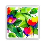 Watercolor Flowers Leaves Foliage Nature Floral Spring Memory Card Reader (Square)