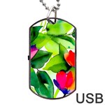 Watercolor Flowers Leaves Foliage Nature Floral Spring Dog Tag USB Flash (One Side)