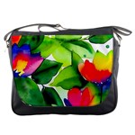 Watercolor Flowers Leaves Foliage Nature Floral Spring Messenger Bag