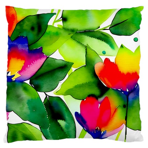 Watercolor Flowers Leaves Foliage Nature Floral Spring Large Cushion Case (Two Sides) from ArtsNow.com Front