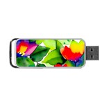 Watercolor Flowers Leaves Foliage Nature Floral Spring Portable USB Flash (One Side)