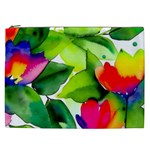 Watercolor Flowers Leaves Foliage Nature Floral Spring Cosmetic Bag (XXL)