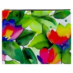 Watercolor Flowers Leaves Foliage Nature Floral Spring Cosmetic Bag (XXXL)