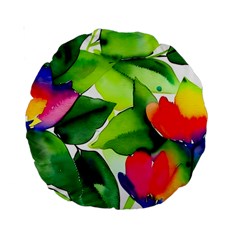 Watercolor Flowers Leaves Foliage Nature Floral Spring Standard 15  Premium Round Cushions from ArtsNow.com Front