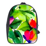 Watercolor Flowers Leaves Foliage Nature Floral Spring School Bag (XL)