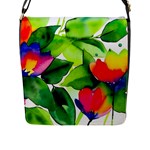 Watercolor Flowers Leaves Foliage Nature Floral Spring Flap Closure Messenger Bag (L)