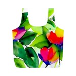 Watercolor Flowers Leaves Foliage Nature Floral Spring Full Print Recycle Bag (M)