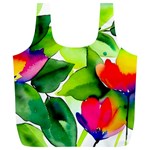 Watercolor Flowers Leaves Foliage Nature Floral Spring Full Print Recycle Bag (XL)