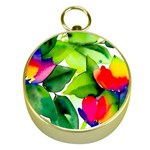 Watercolor Flowers Leaves Foliage Nature Floral Spring Gold Compasses