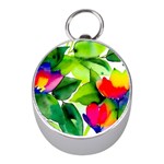 Watercolor Flowers Leaves Foliage Nature Floral Spring Mini Silver Compasses