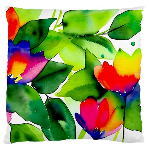 Watercolor Flowers Leaves Foliage Nature Floral Spring Standard Premium Plush Fleece Cushion Case (One Side) from ArtsNow.com Front