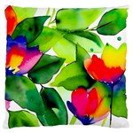 Watercolor Flowers Leaves Foliage Nature Floral Spring Standard Premium Plush Fleece Cushion Case (One Side)