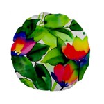 Watercolor Flowers Leaves Foliage Nature Floral Spring Standard 15  Premium Flano Round Cushions