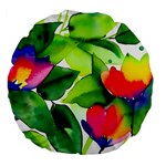 Watercolor Flowers Leaves Foliage Nature Floral Spring Large 18  Premium Flano Round Cushions