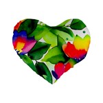 Watercolor Flowers Leaves Foliage Nature Floral Spring Standard 16  Premium Flano Heart Shape Cushions