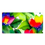 Watercolor Flowers Leaves Foliage Nature Floral Spring Satin Shawl 45  x 80 