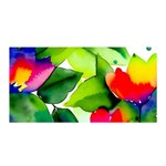 Watercolor Flowers Leaves Foliage Nature Floral Spring Satin Wrap 35  x 70 