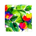 Watercolor Flowers Leaves Foliage Nature Floral Spring Square Satin Scarf (30  x 30 )