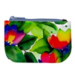 Watercolor Flowers Leaves Foliage Nature Floral Spring Large Coin Purse