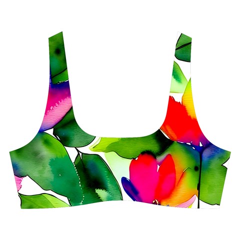 Watercolor Flowers Leaves Foliage Nature Floral Spring Cross Back Hipster Bikini Set from ArtsNow.com Front