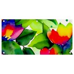 Watercolor Flowers Leaves Foliage Nature Floral Spring Banner and Sign 4  x 2 