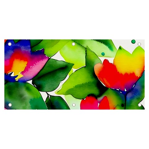 Watercolor Flowers Leaves Foliage Nature Floral Spring Banner and Sign 6  x 3  from ArtsNow.com Front