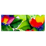 Watercolor Flowers Leaves Foliage Nature Floral Spring Banner and Sign 8  x 3 