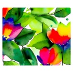 Watercolor Flowers Leaves Foliage Nature Floral Spring Premium Plush Fleece Blanket (Small)