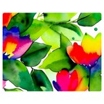 Watercolor Flowers Leaves Foliage Nature Floral Spring Premium Plush Fleece Blanket (Medium)