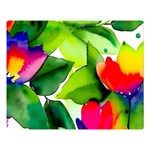 Watercolor Flowers Leaves Foliage Nature Floral Spring Premium Plush Fleece Blanket (Large)