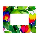 Watercolor Flowers Leaves Foliage Nature Floral Spring White Tabletop Photo Frame 4 x6 