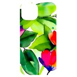 Watercolor Flowers Leaves Foliage Nature Floral Spring iPhone 14 Black UV Print Case