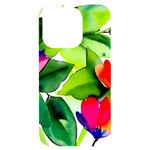 Watercolor Flowers Leaves Foliage Nature Floral Spring iPhone 14 Pro Black UV Print Case