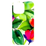 Watercolor Flowers Leaves Foliage Nature Floral Spring iPhone 14 Pro Max Black UV Print Case