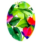 Watercolor Flowers Leaves Foliage Nature Floral Spring UV Print Acrylic Ornament Oval