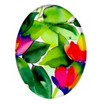 Watercolor Flowers Leaves Foliage Nature Floral Spring Oval Glass Fridge Magnet (4 pack)